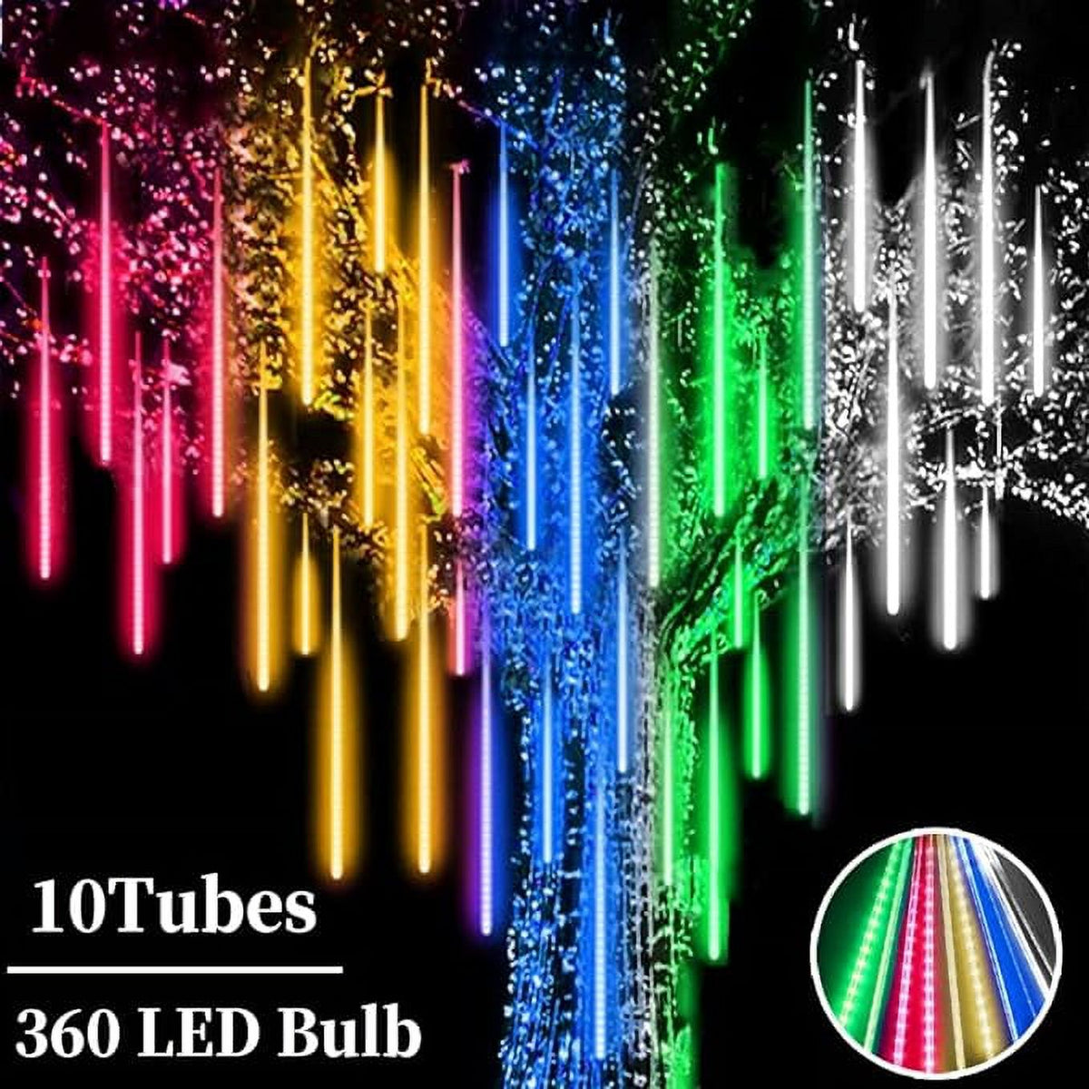 Waterproof 10 Tube 12 Inch 360 LED Meteor Shower Rain Lights H82191