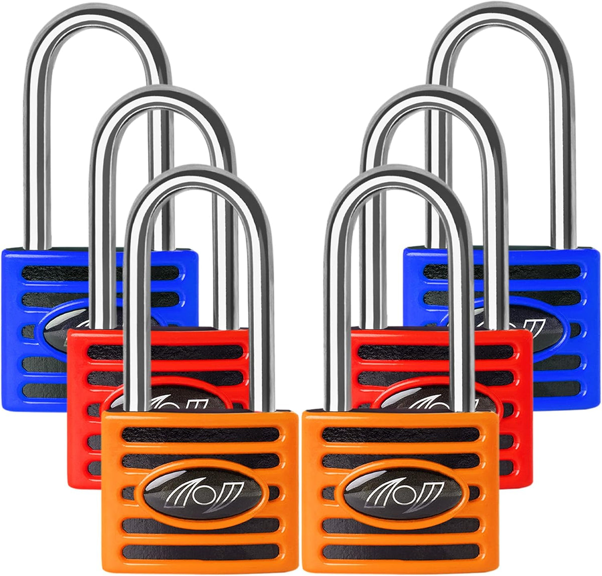 2.5 Inch Long Shackle Keyed Alike Padlocks 6 Pack Red S22280