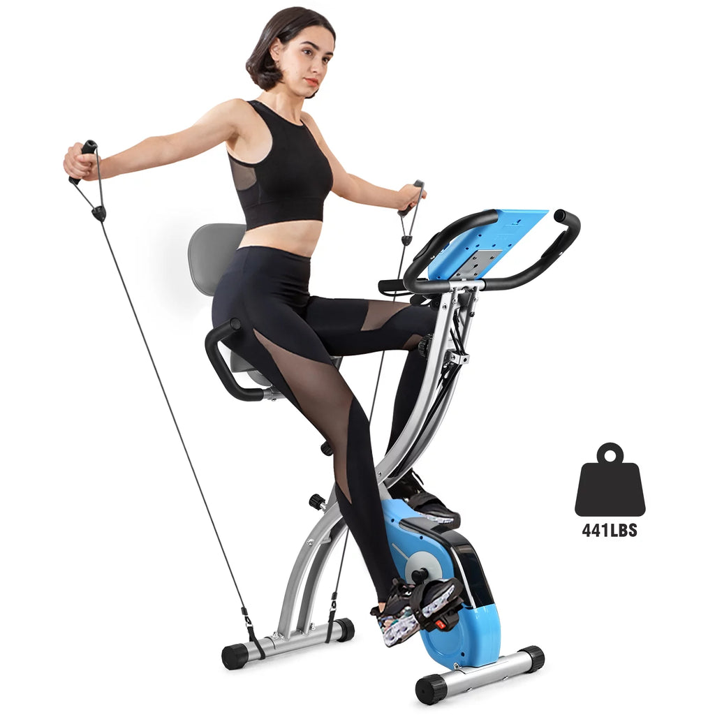 White Magnetic Folding Exercise Bike L716