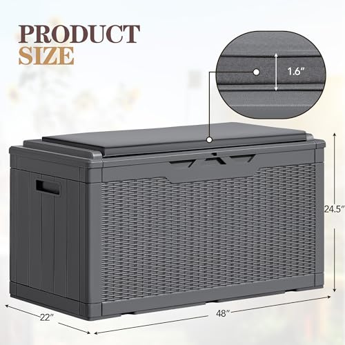 100 Gallon Resin Outdoor Storage Bench with Cushions G5012