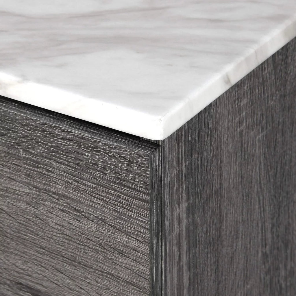 2 Drawer Gray Marble Top Side Table N906533