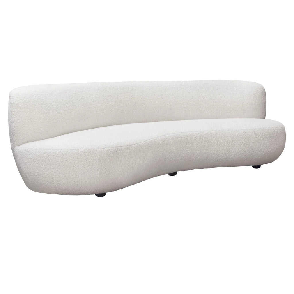 White Faux Sheepskin Curved Sofa S562
