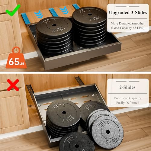 Expandable 12.6" - 20.5" Heavy Duty Adjustable Slide Out Drawer Black Cabinet Organizer Y94408
