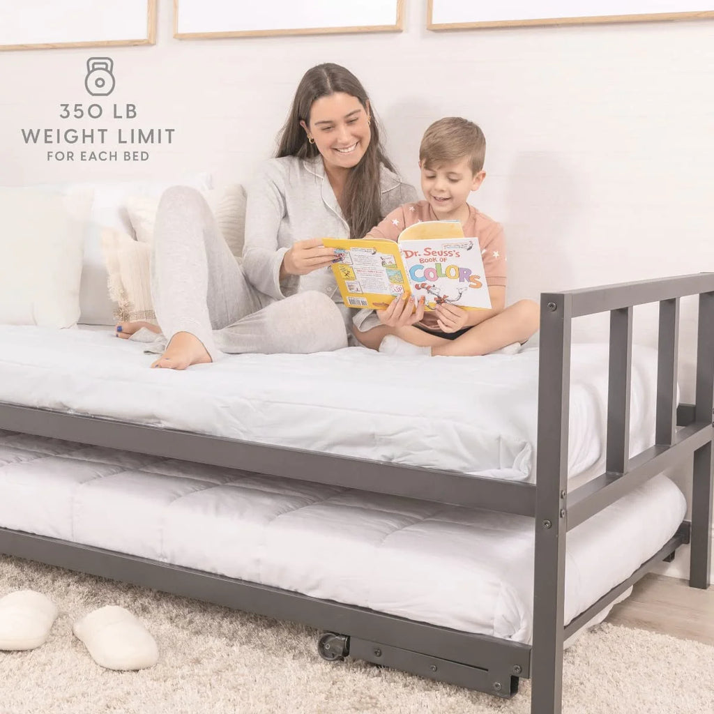 Black Metal Twin Daybed with Trundle V555