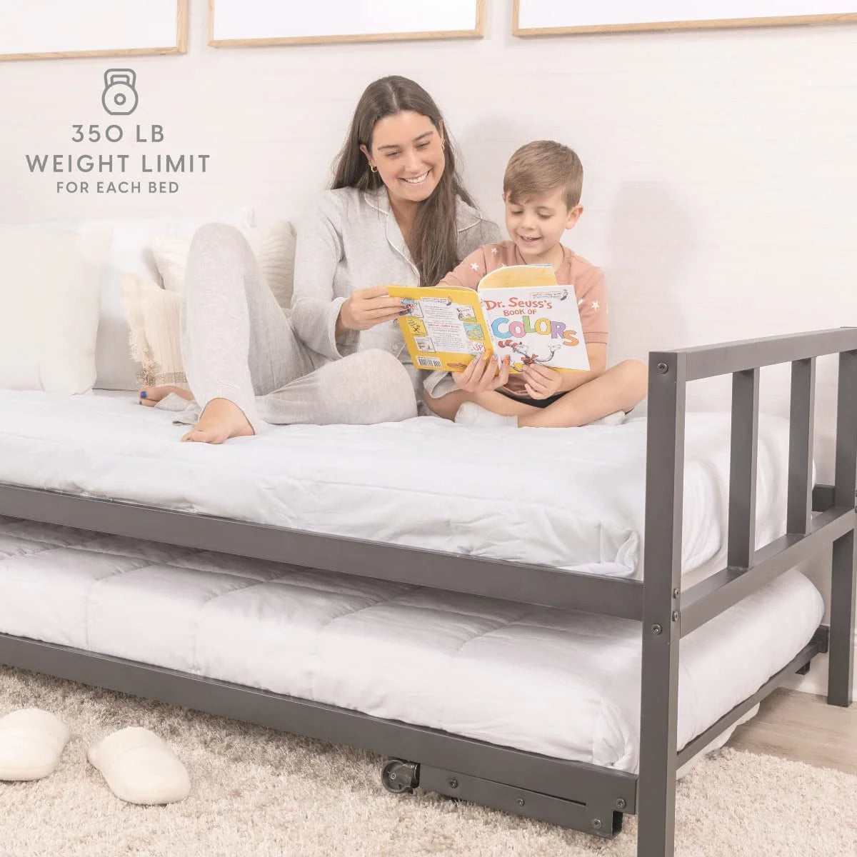 Black Metal Twin Daybed with Trundle V555