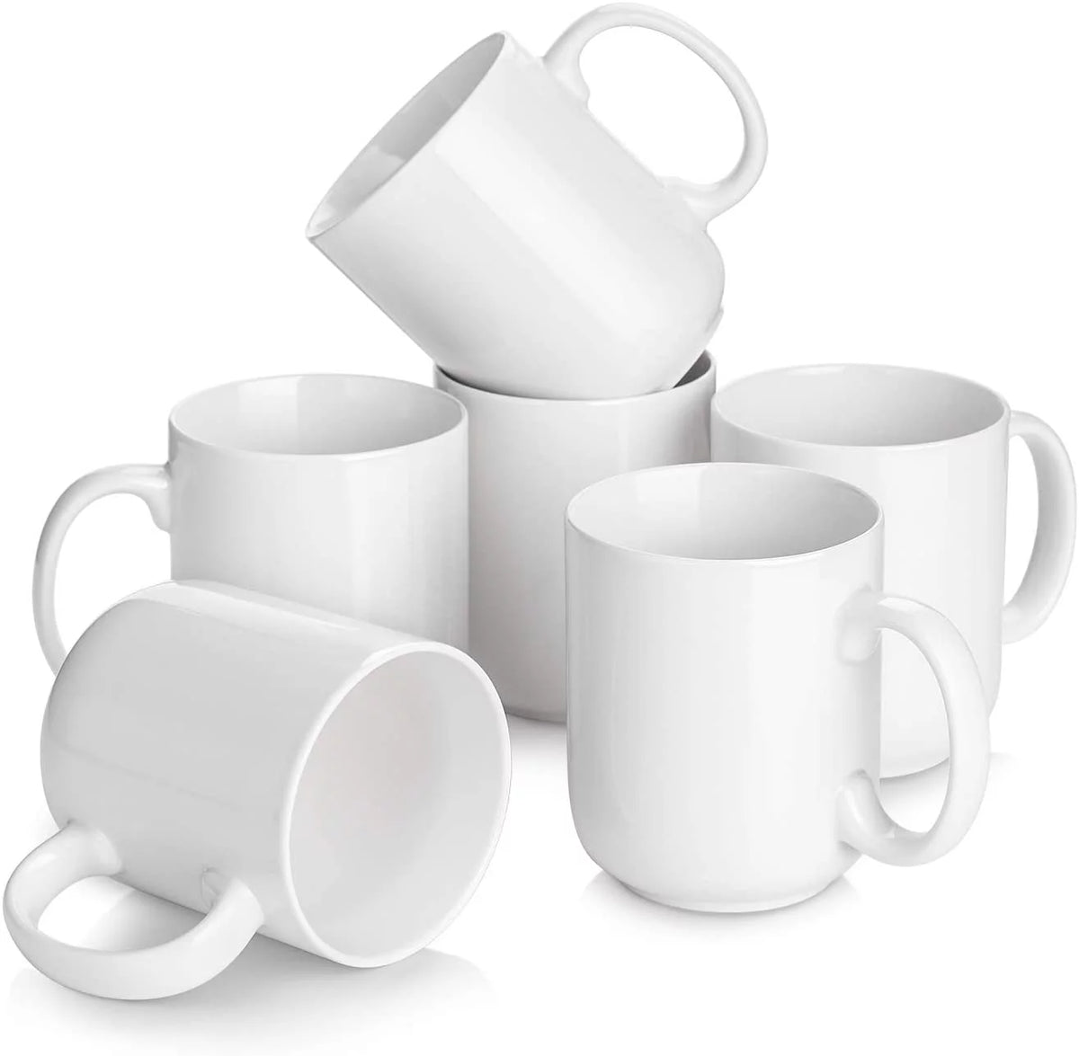 Ceramic Coffee Mugs Set of 6, 20 Ounce White Z6763