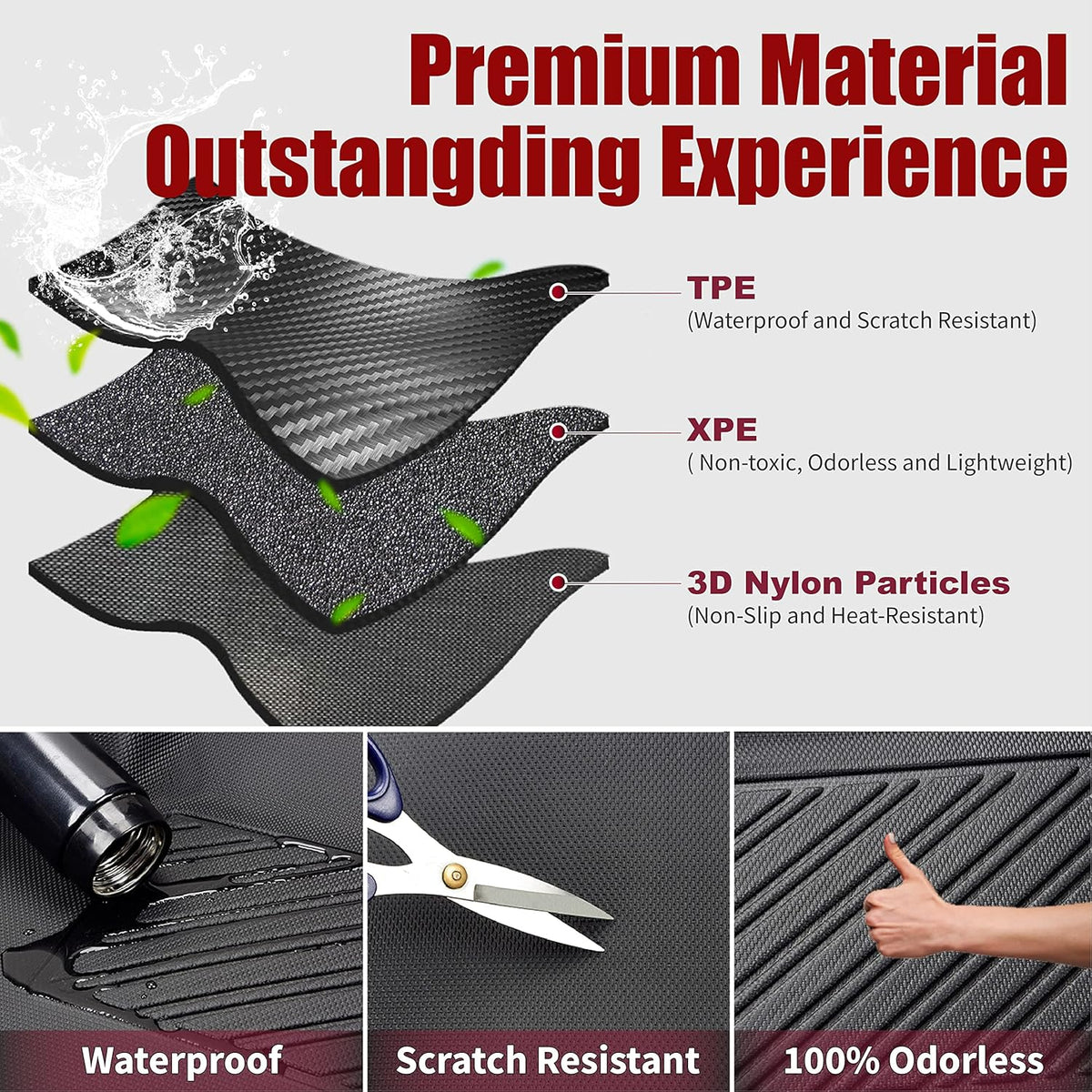 Waterproof Anti-Slip Trunk Mat Cargo Liner for Tesla Model Y 5-Seater (3 Pack) F7365