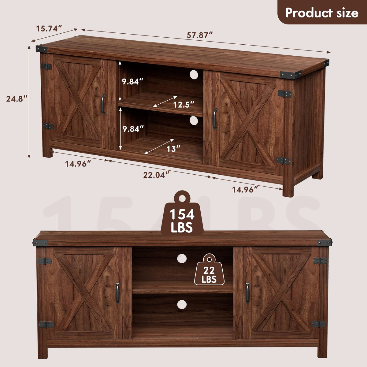 58 Modern Farmhouse Two-Door TV Stand E94770