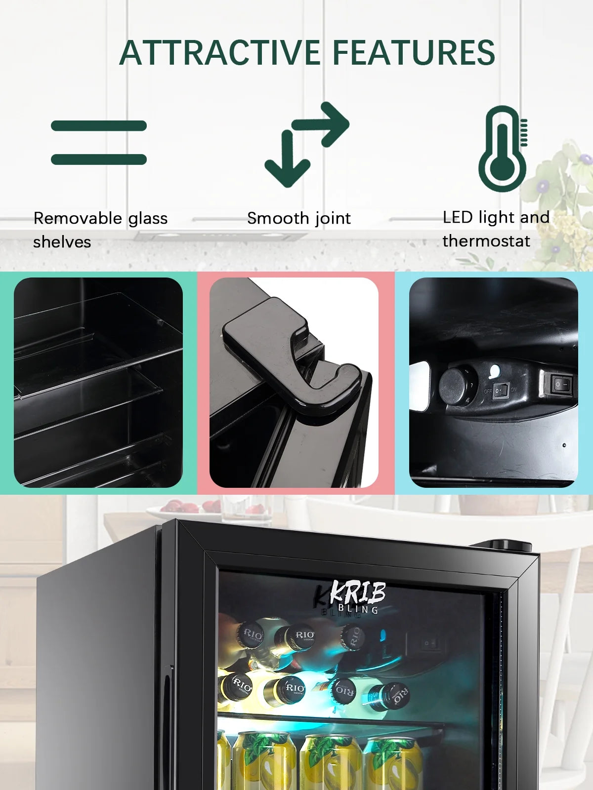 Black Beverage Refrigerator and Cooler for 120 Cans U79528