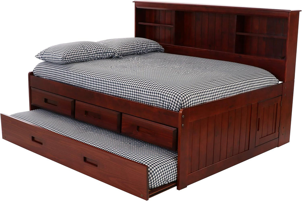 Full Bookcase Daybed with 3 Drawers & Trundle Merlot U431178