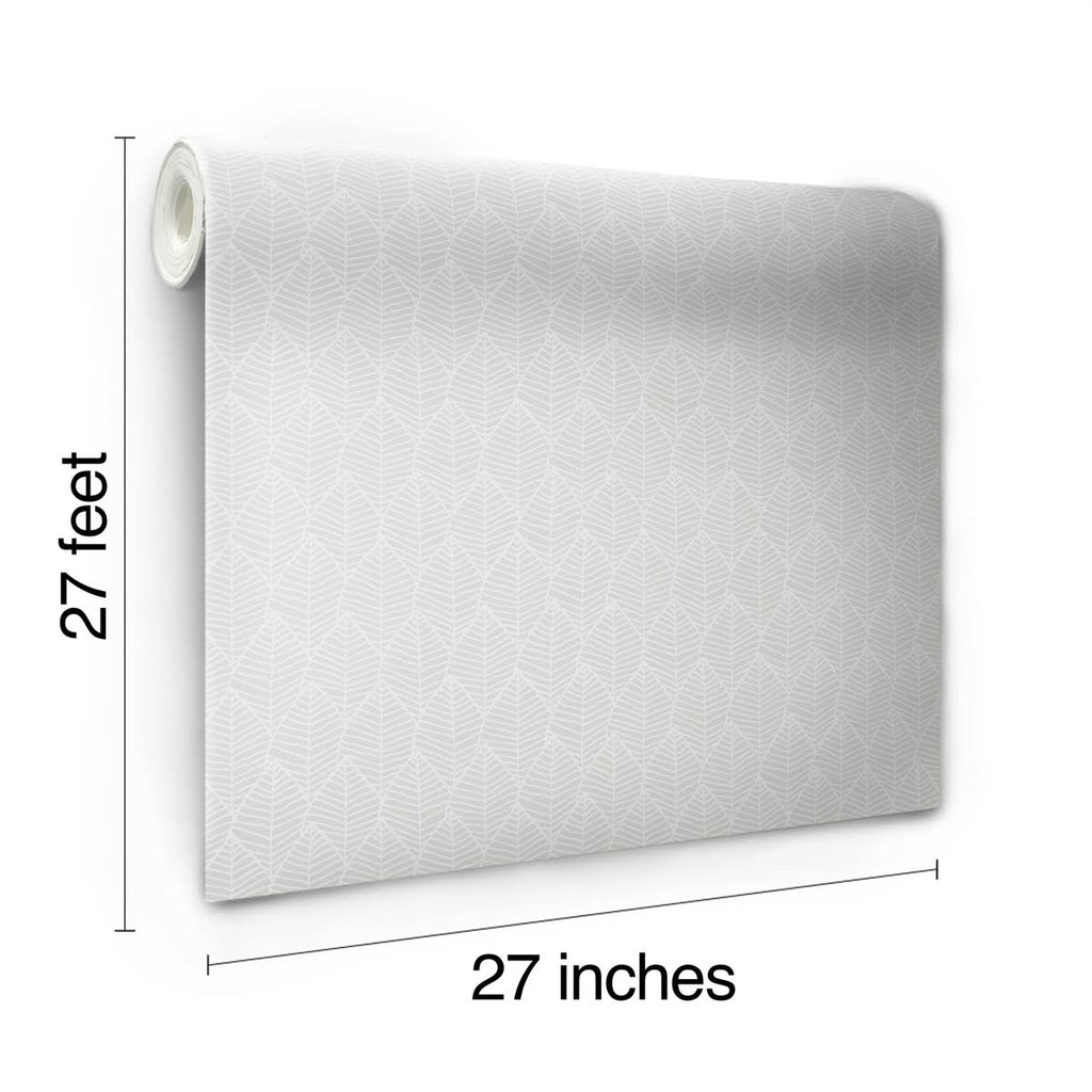 Cool Grey Leaf Wallpaper J2236
