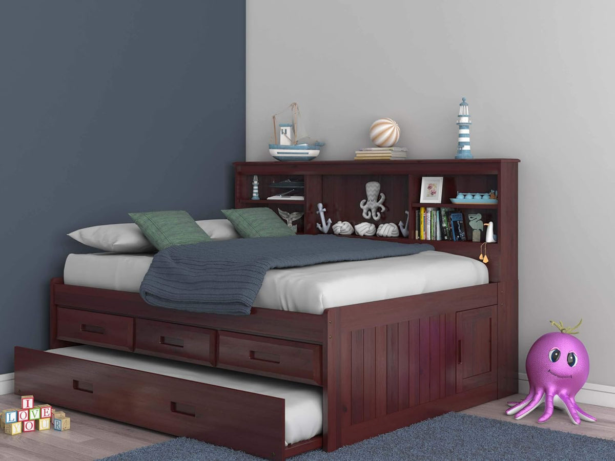 Full Bookcase Daybed with 3 Drawers & Trundle Merlot U431178