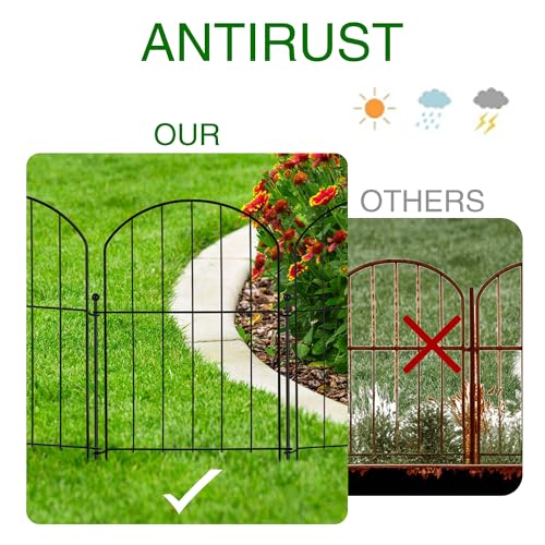 Arched Rustproof Metal Garden Fence Border, 10 Panels, 24 in(H) x 10 ft(L) T4650