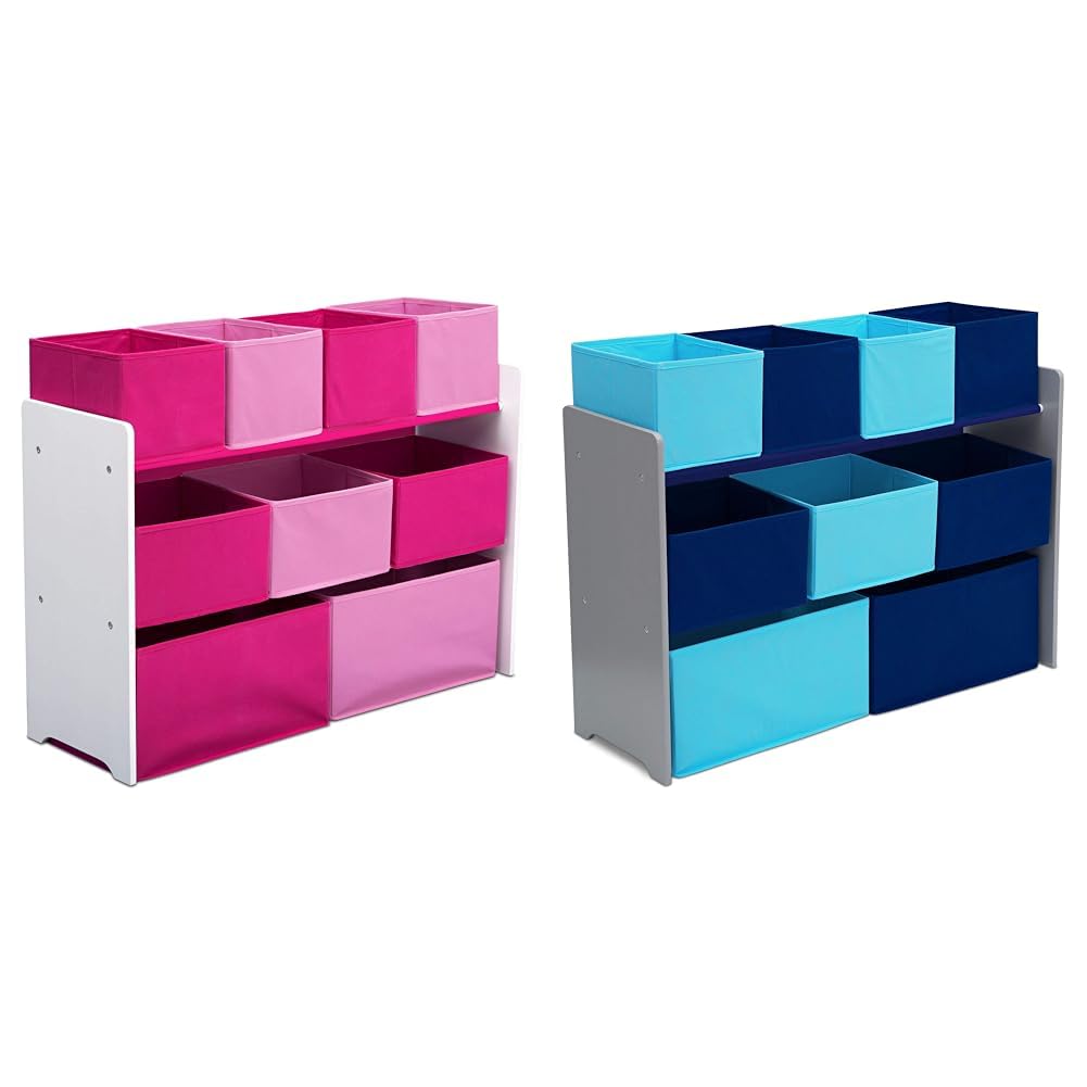 Pink/White & Grey/Blue Toy Organizer with 9 Storage Bins T325
