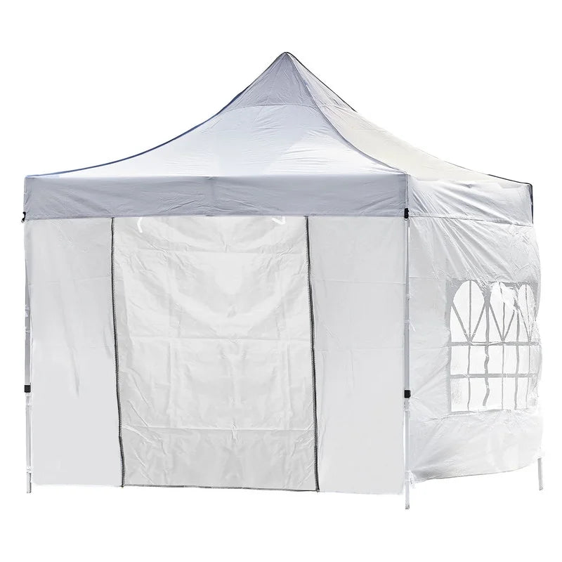 White 10x10ft Pop Up Gazebo with 4 Sidewalls 1 Door & 3 Windows I213546