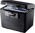 Black Fireproof Document Box with Key Lock, 0.61 Cubic Feet I103