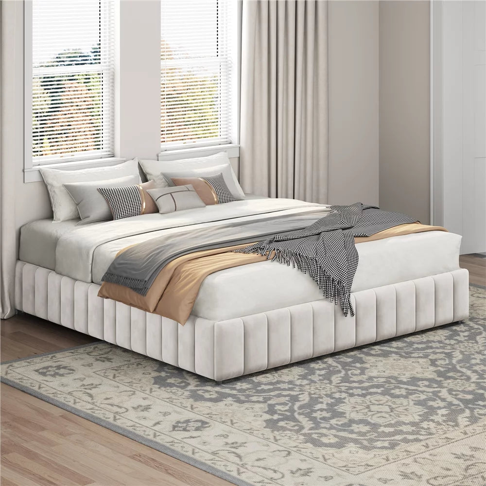 Queen Size Upholstered Storage Bed with 4 Drawers J1877
