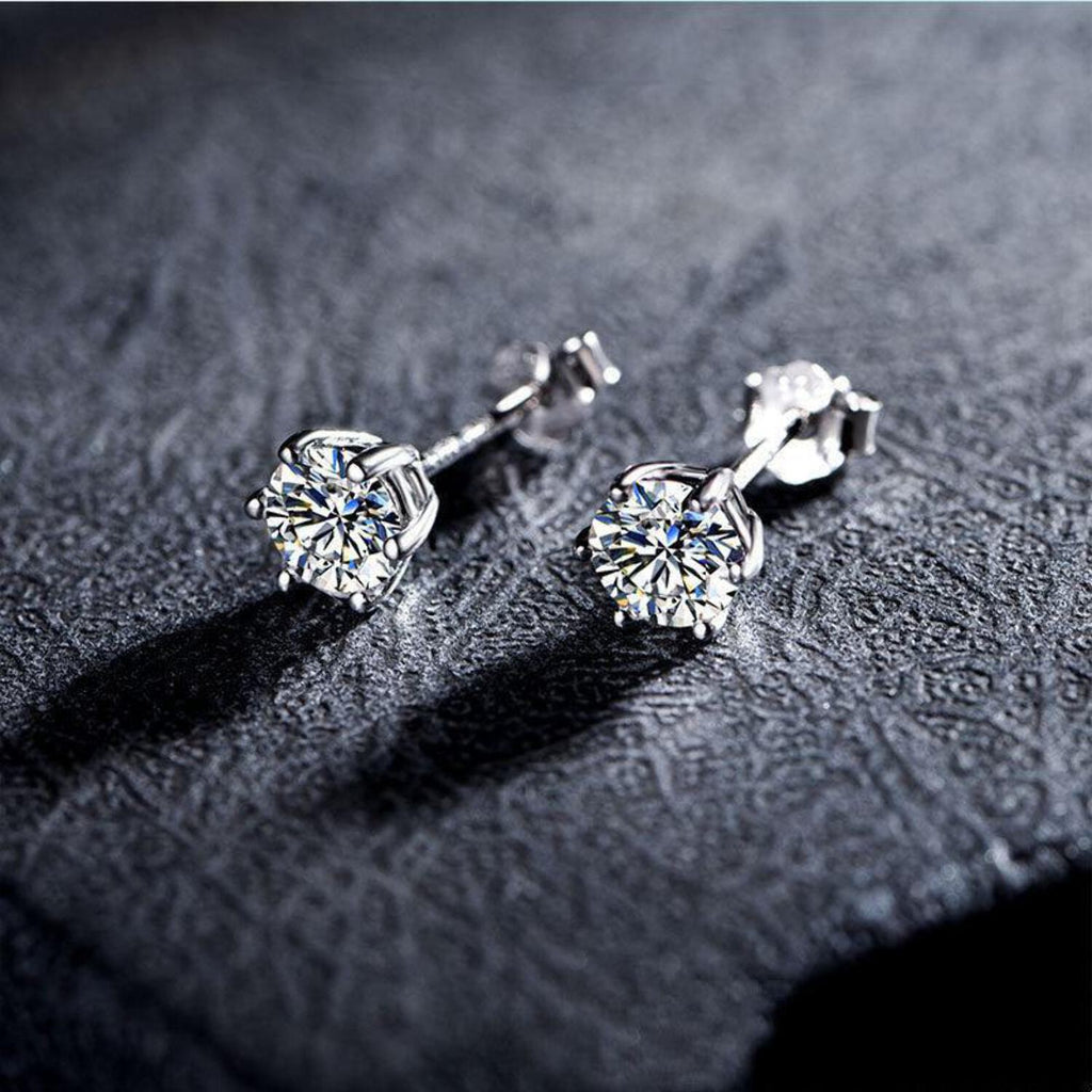 Moissan Diamond Earrings 925 Silver 1 Carat D Color 6 Prongs T31105
