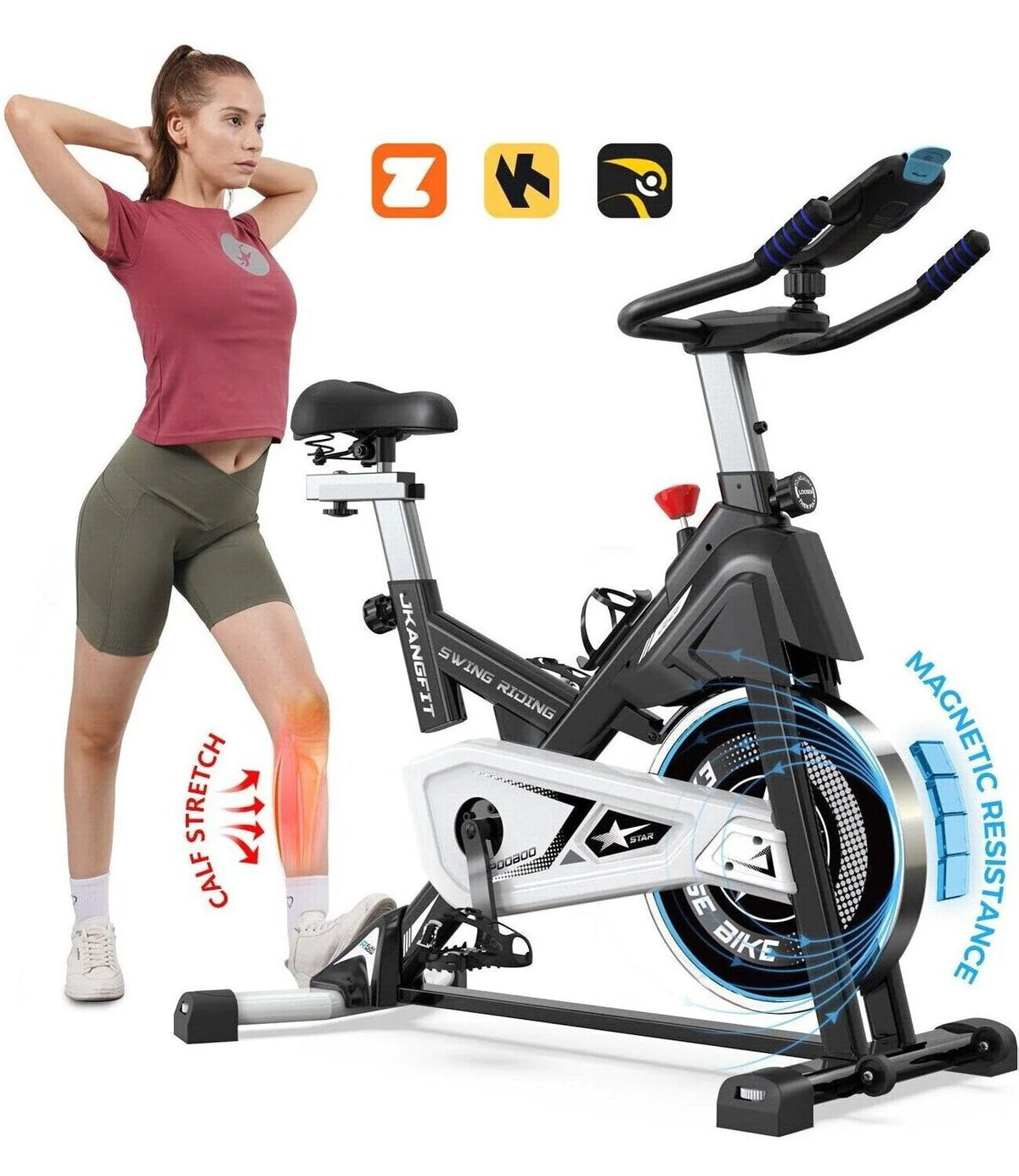 Magnetic Exercise Bike 45lbs Heavy-Duty Quiet Belt Drive Y78158