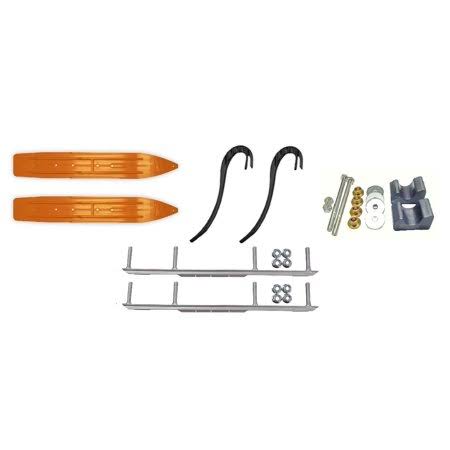 Orange 7 1/4 inch Snowmobile Skis with 6 inch Shaper Bars Complete Kit X60003