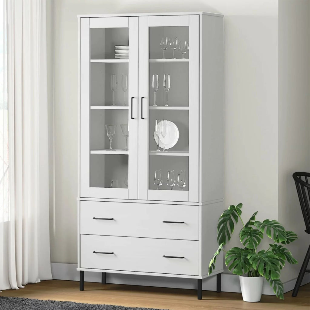 Pine Wood Bookcase with 2 Doors and 2 Drawers N19363