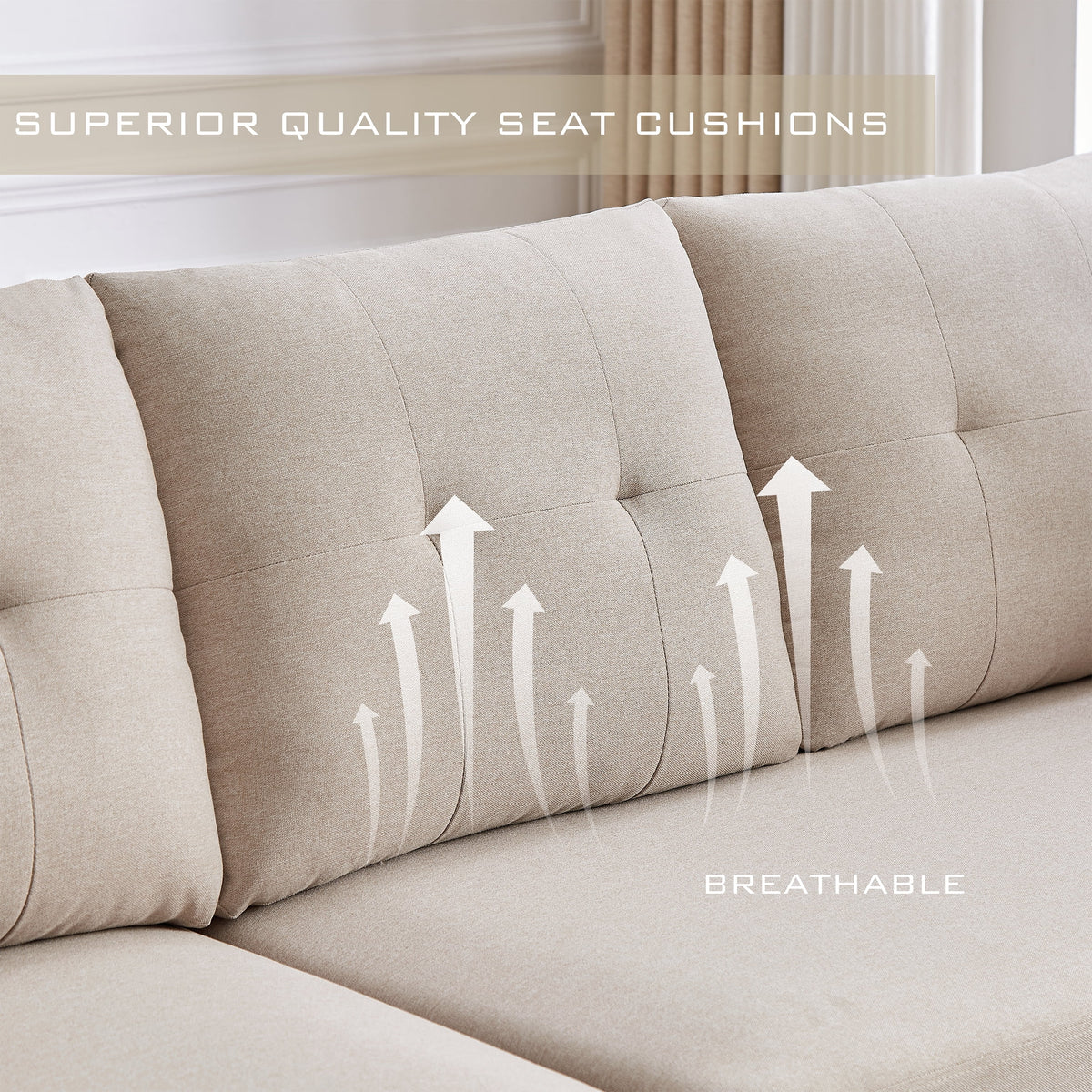 Modern Sectional Sofa with Reversible Chaise L Shaped 4-Seat Convertible Sofa B44247