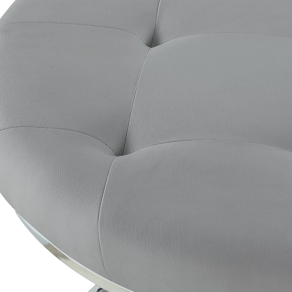 Grey Leather PU Upholstered Ottoman Set of 2 J32240