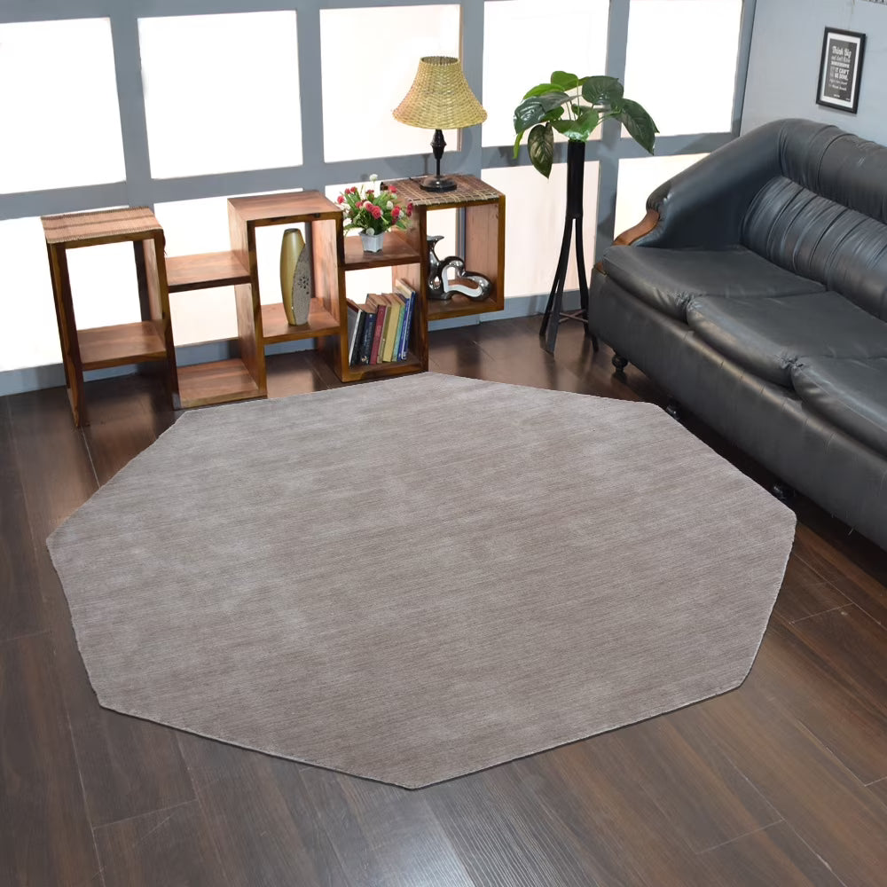Hand Knotted Wool Area Rug, 8'x8', Octagon, Beige A9127