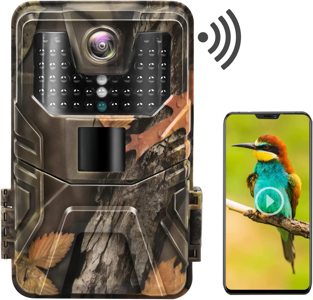 4K 30MP H.265 WiFi Trail Camera with Night Vision, Waterproof IP66, 64GB SD Card Included T674629