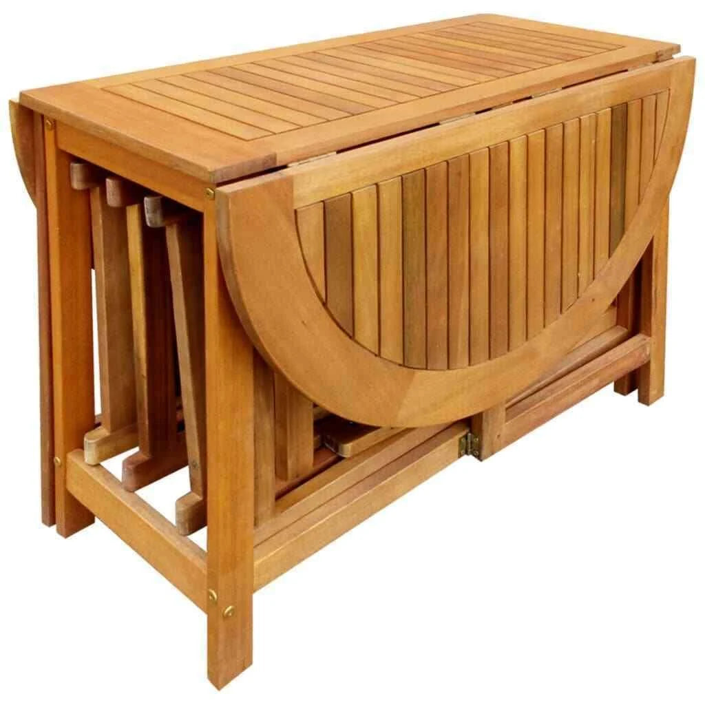 5 Piece Folding Outdoor Dining Set Solid Acacia Wood I877