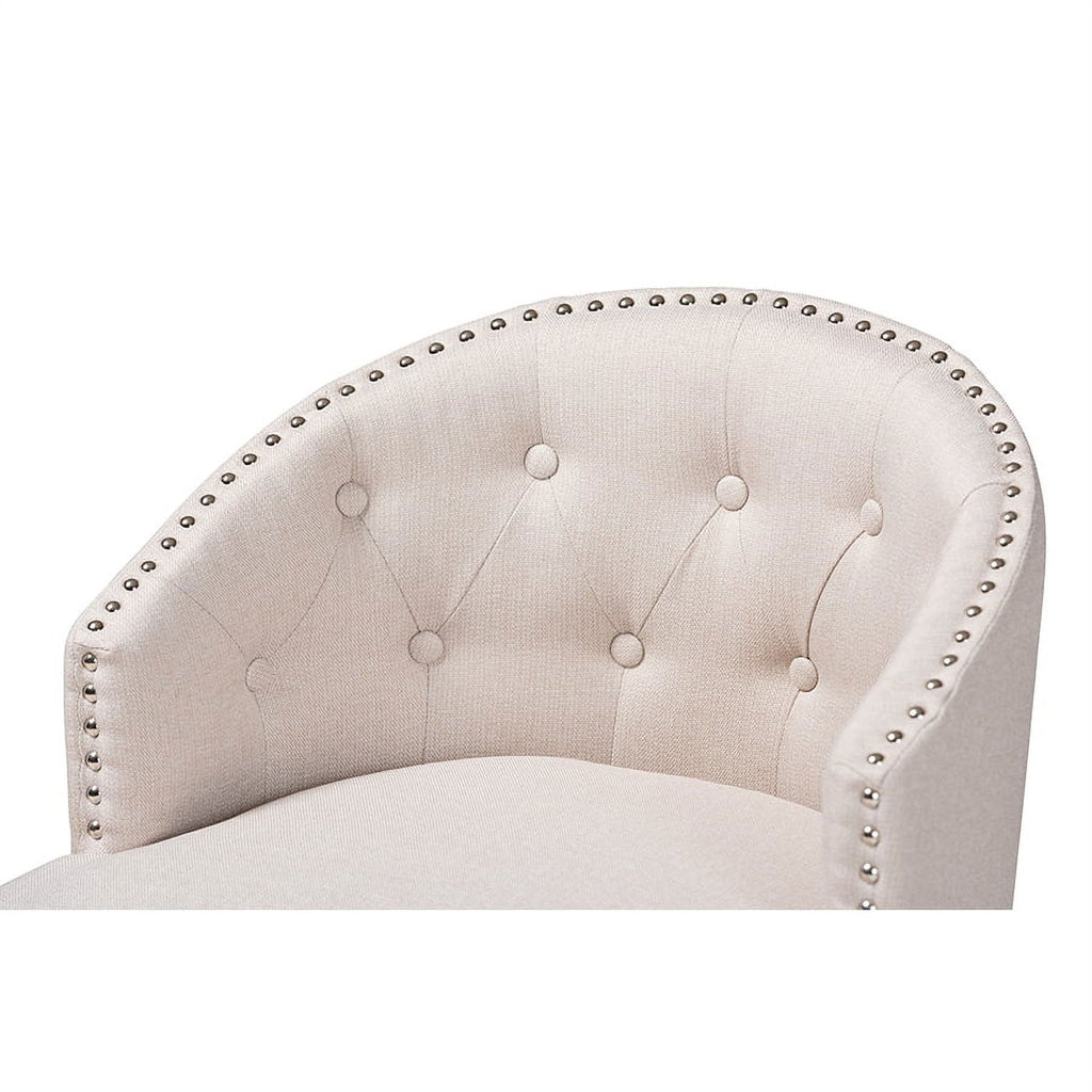 Light Beige Fabric and Espresso Brown Finished Wood 2-Piece Swivel Counter Chair V693961