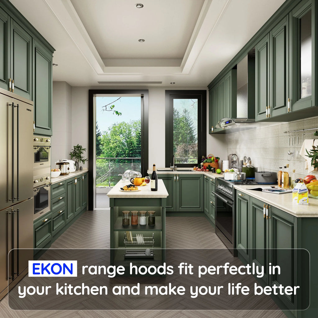 36 Inches Tempered Glass Ducted Wall Mount Range Hood T9780