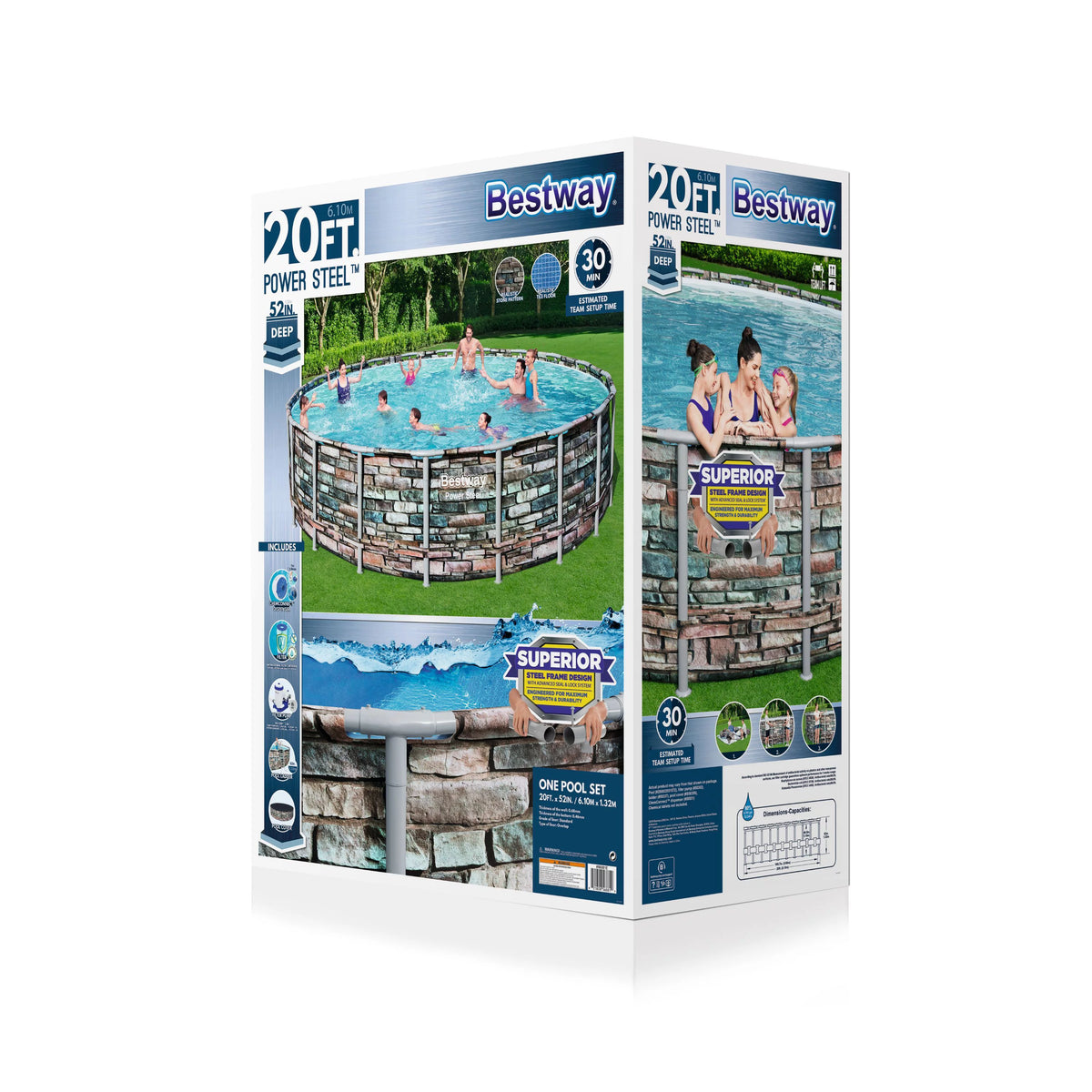 20 Foot Round Above Ground Swimming Pool Set O393446