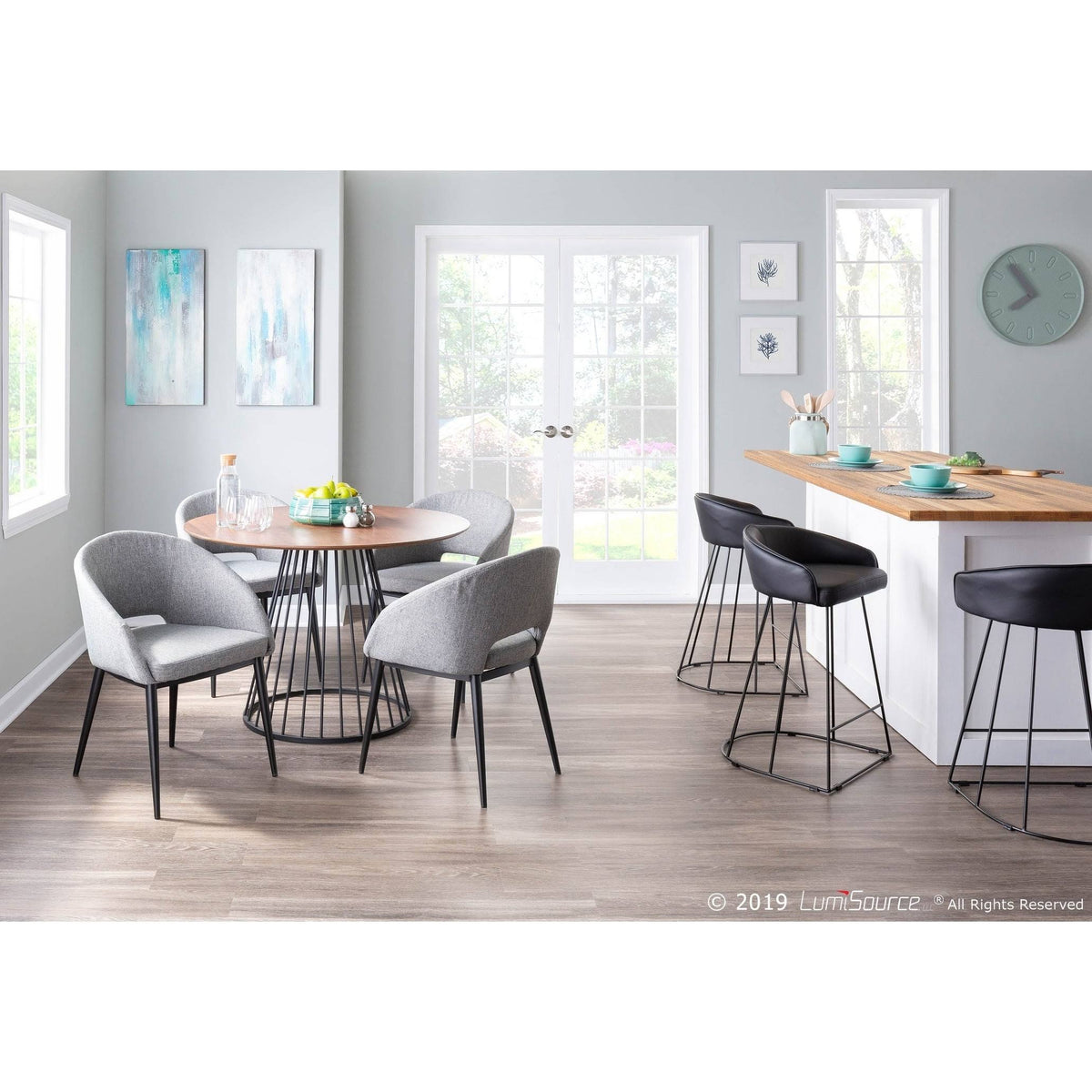 Set of 2 Contemporary Counter Stool Black/White U900