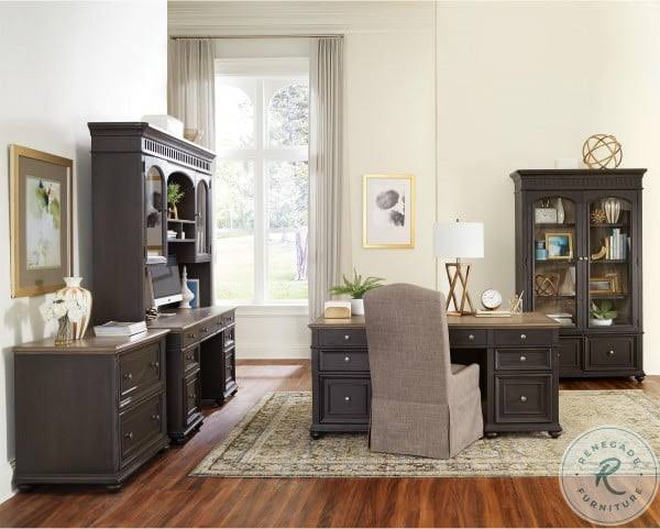 Black Antique Oak Lateral File Cabinet O7966