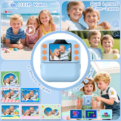 Instant Print Kids Camera 64GB SD Card Pink K363