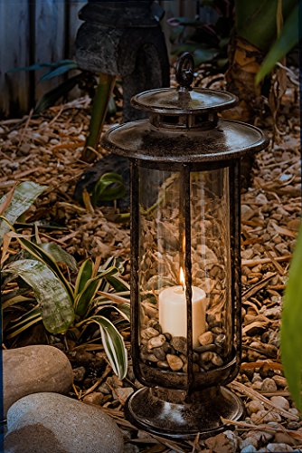 Large Decorative Hurricane Lantern Glass Candle Holder Cast Iron F445