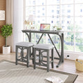 3-Piece Counter Height Dining Table Set with USB Port and Upholstered Stools, Gray K82509