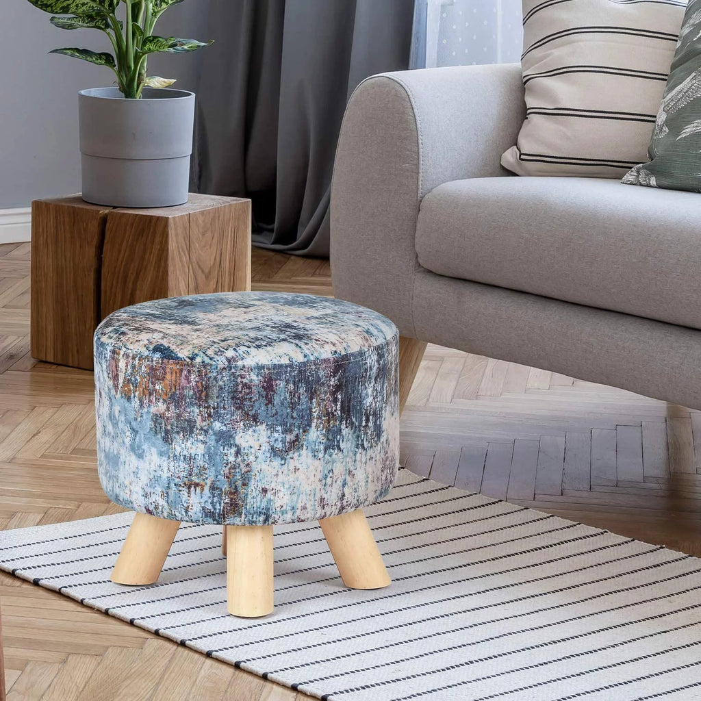 Round Fabric Padded Ottoman Foot Rest Stool N972548