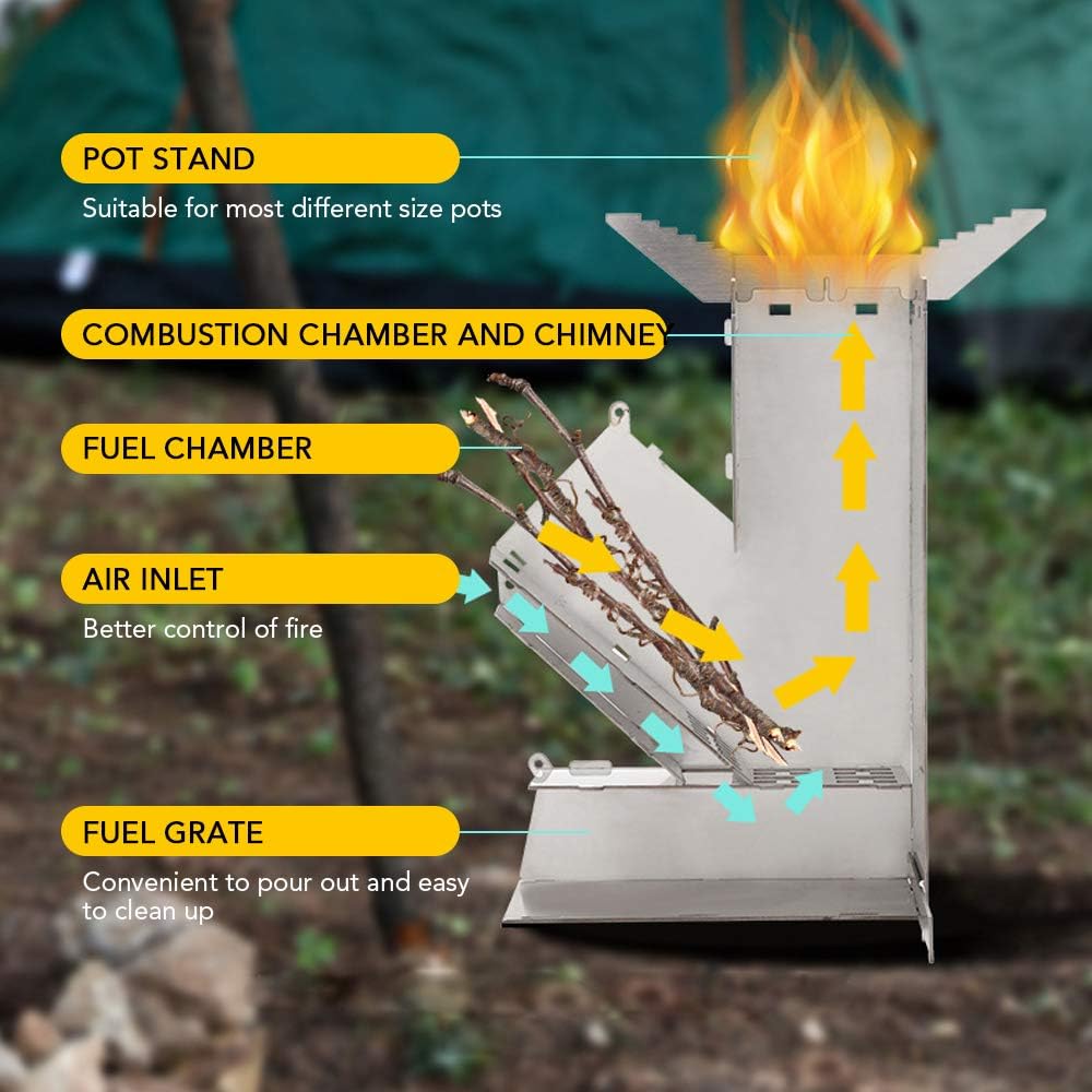 Collapsible Stainless Steel Wood Burning Camping Stove D449524
