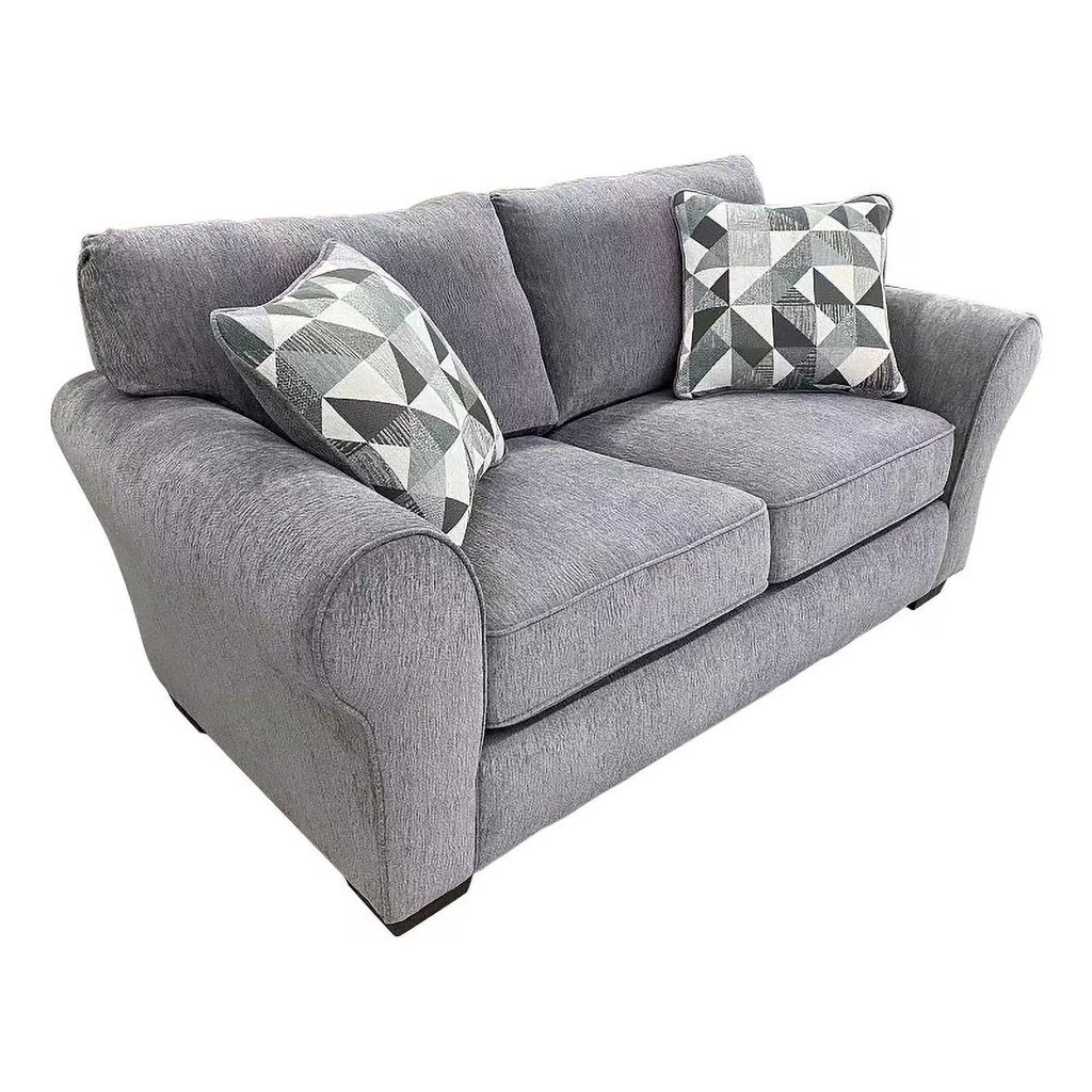 Modern Chenille Fabric Reversible Loveseat in Gray P935