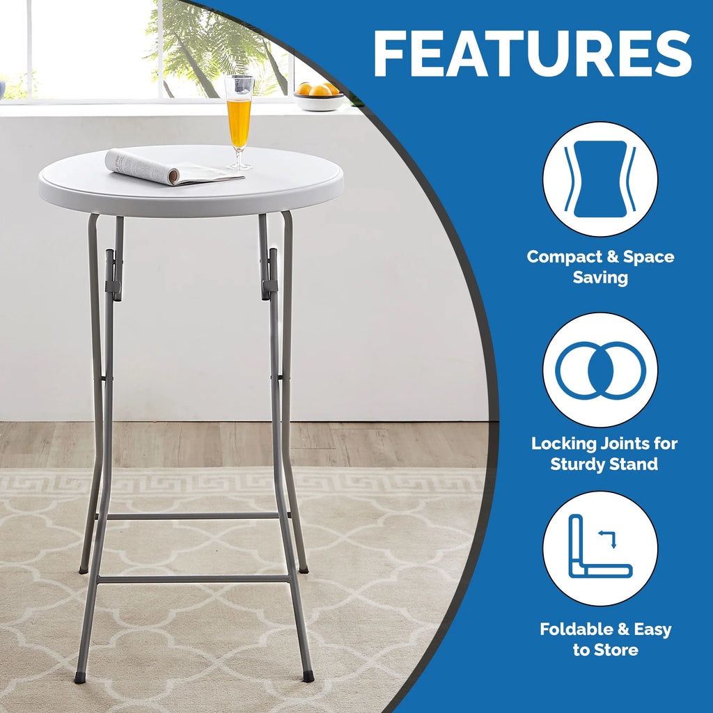 White Round Folding Resin Cocktail Table Z627