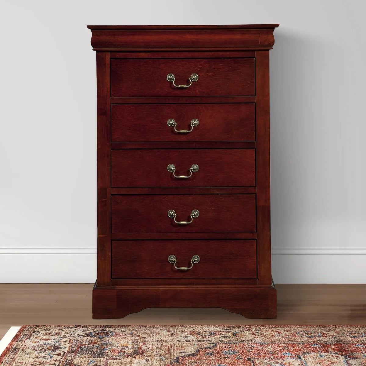 48 Inch Tall 5 Drawer Brown Wood Dresser J348327