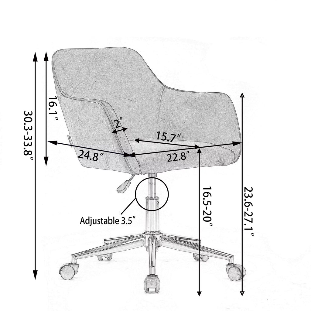 Light Blue Velvet Adjustable Height Office Chair V748124