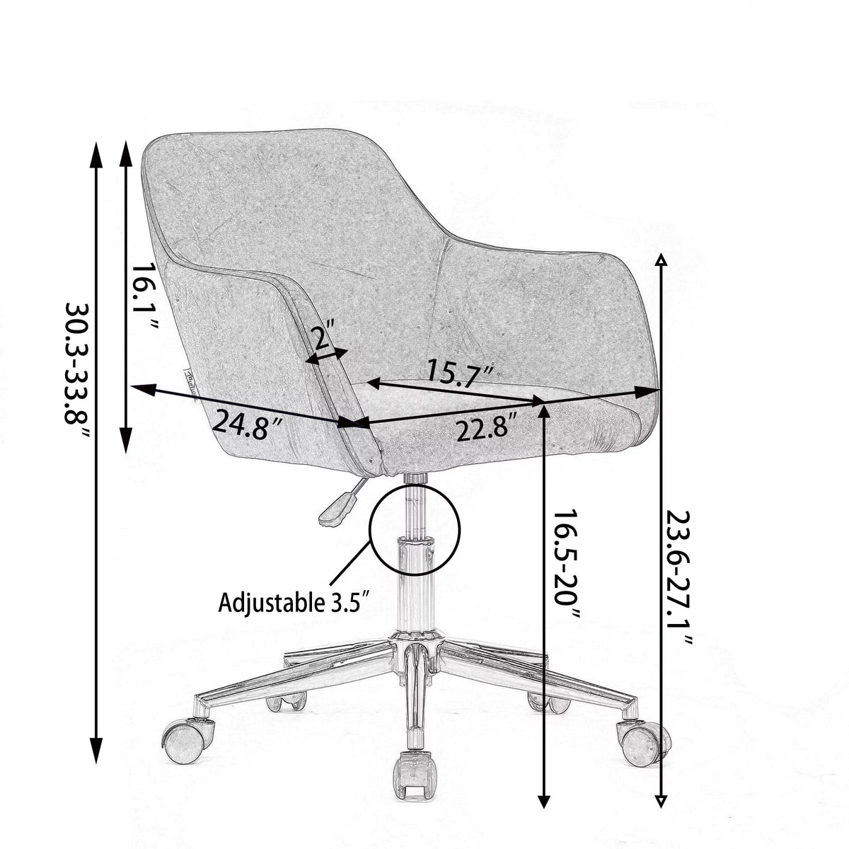 Light Blue Velvet Adjustable Height Office Chair V748124
