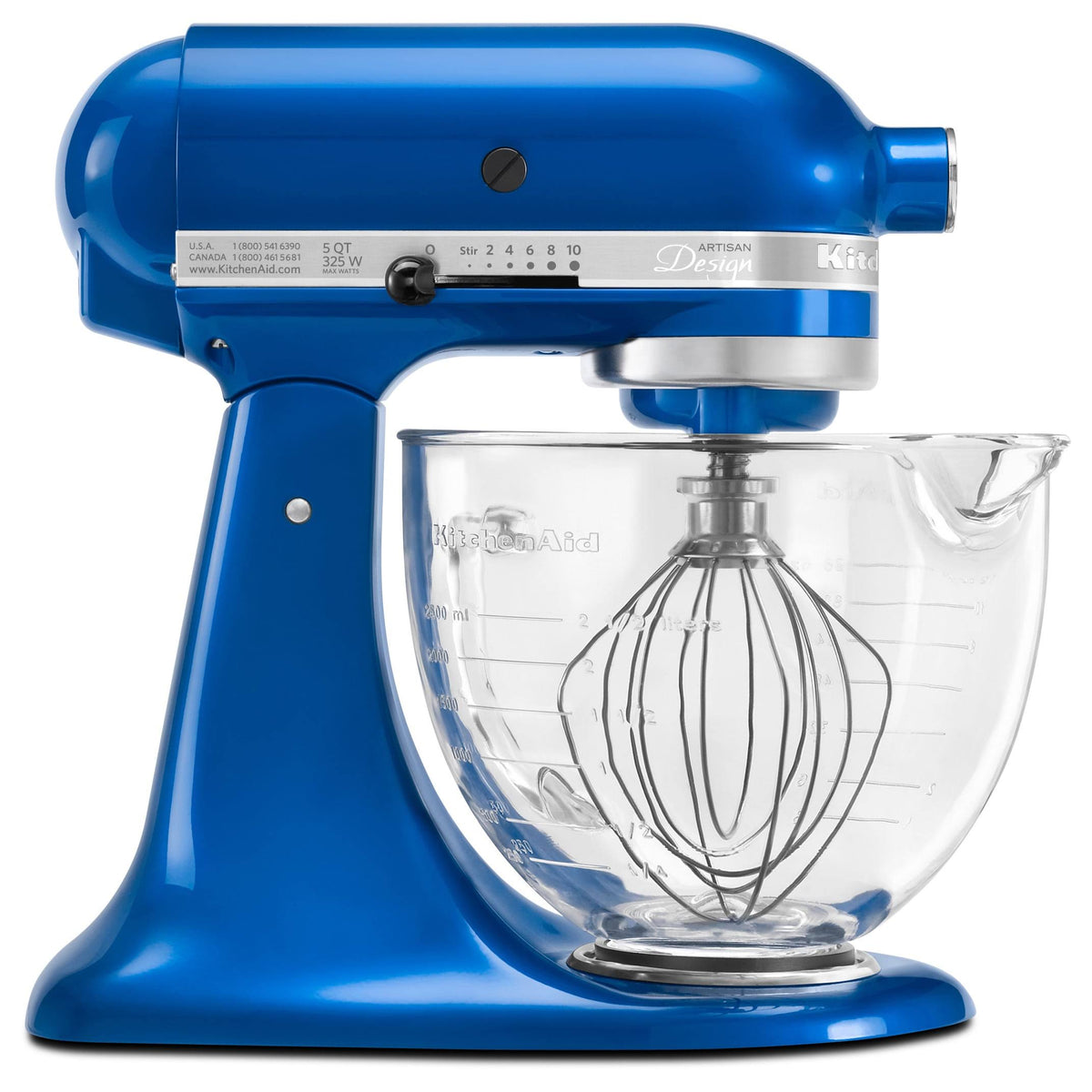 Electric Blue 5 Quart Stand Mixer with Glass Bowl L145