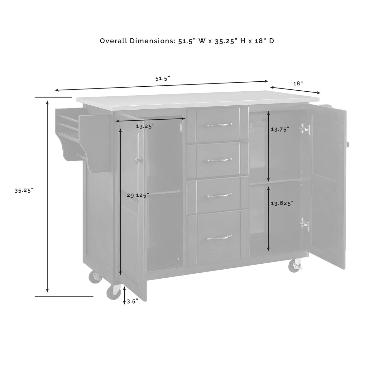 White Granite Top Kitchen Cart Y6369