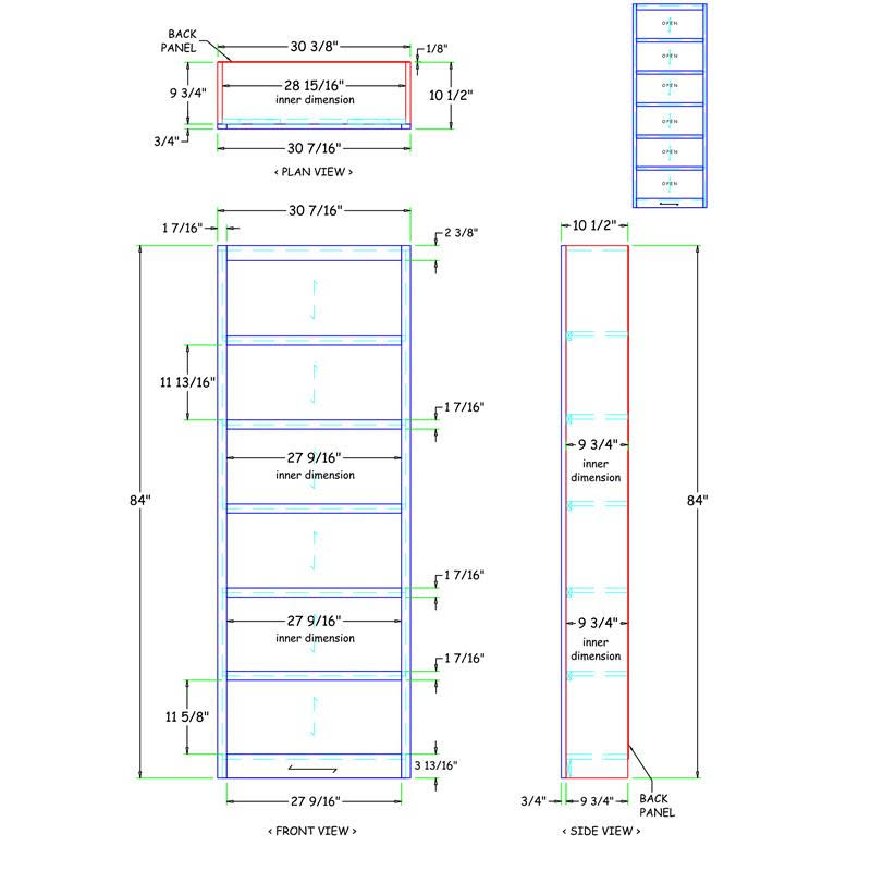 84x22 6-Shelf Wood Bookcase W64241