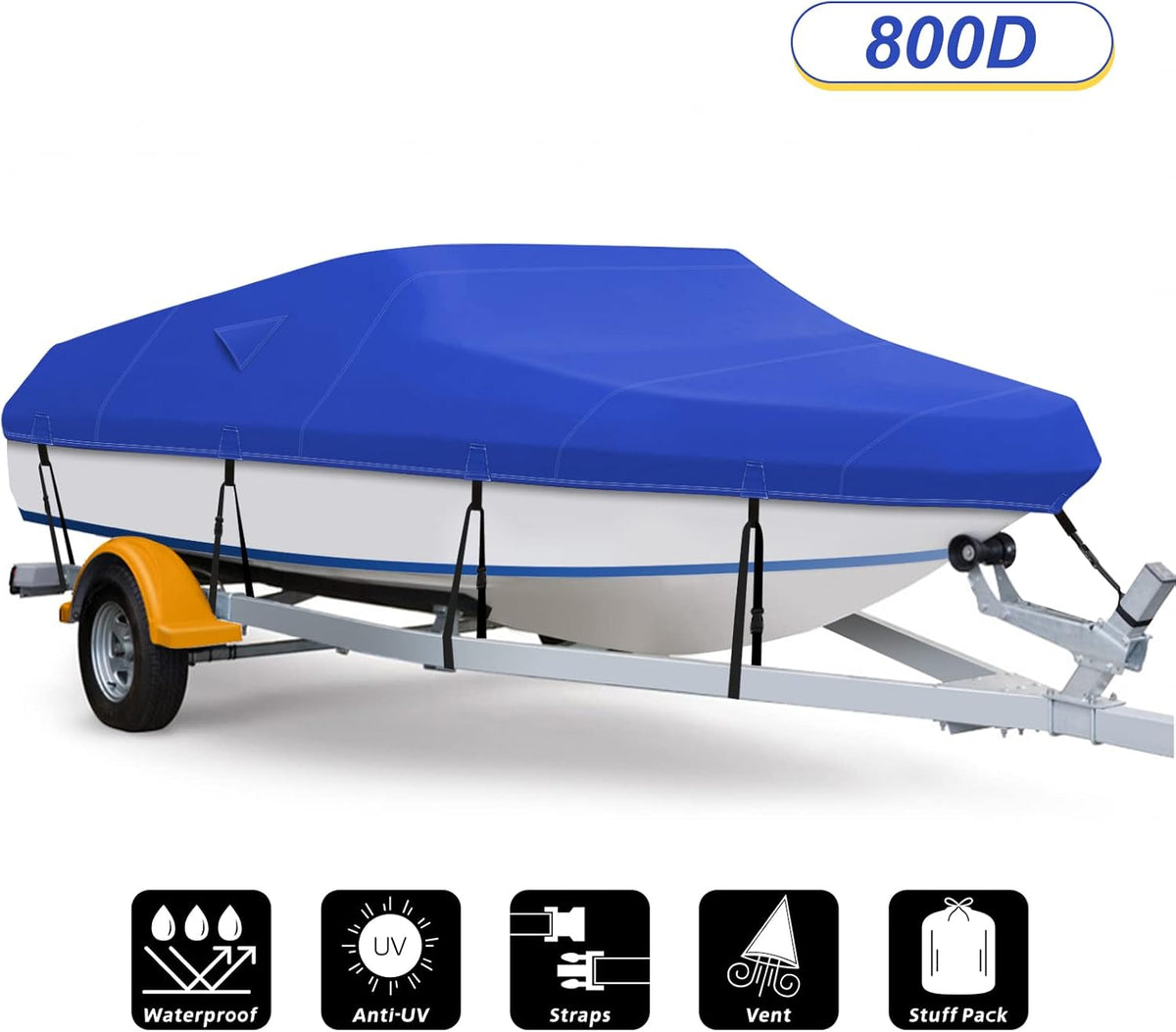 600D Waterproof Heavy Duty Gray Boat Cover 17-19 ft J1719