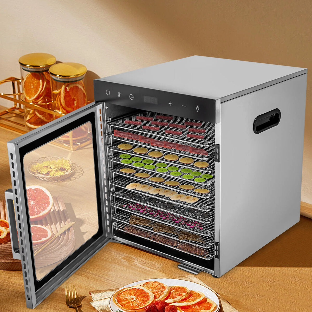 800W 10-Tray Stainless Steel Food Dehydrator R67046